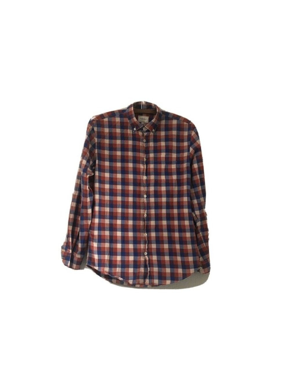 Frank And Oak Mens Red Blue Checkered Button Down Shirt Size Small